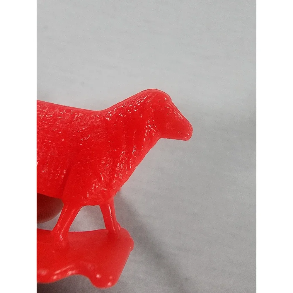 VIntage Farm Animal Figurines Red Plastic Dog Goat Sheep Set of 6